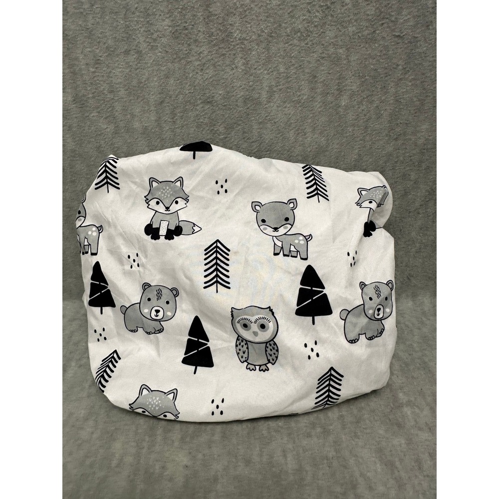 The Peanutshell Mini Crib Sheet White Gray Woodland Animals Play Yard Bassinet